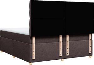 vidaXL Łóżko kontynentalne z materacem, brązowe, tkanina, 200x200 cm 6