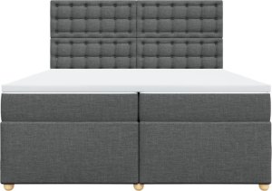 vidaXL Łóżko kontynentalne z materacem, ciemnoszara tkanina 200x200 cm 4