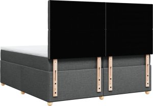 vidaXL Łóżko kontynentalne z materacem, ciemnoszara tkanina 200x200 cm 6