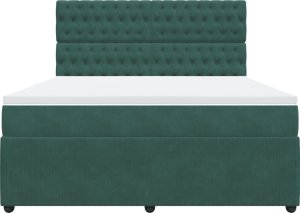 vidaXL Łóżko kontynentalne z materacem, ciemnozielone, 180x200 cm 4