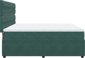 vidaXL Łóżko kontynentalne z materacem, ciemnozielone, 180x200 cm 5