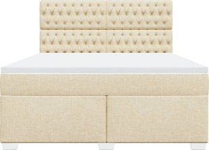 vidaXL vidaXL Łóżko kontynentalne z materacem, kremowe, tkanina, 180x200 cm 6