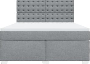 vidaXL vidaXL Łóżko kontynentalne z materacem, jasnoszare, tkanina, 180x200cm 6