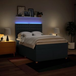 vidaXL vidaXL Łóżko kontynentalne z materacem, niebieskie, tkanina 140x200 cm 5