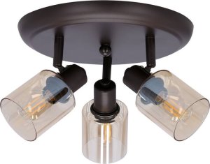 Lampa sufitowa Candellux AGRA LAMPA SUFITOWA PLAFON BRUNATNY 3X40W E14 KLOSZ BURSZTYNOWY 1