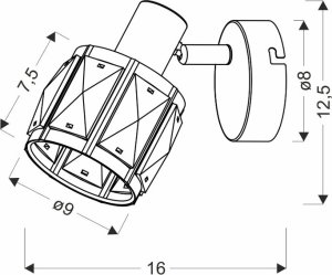 Kinkiet Candellux Dubai lampa sufitowa kinkiet czarny 1x40W E14 klosz różowy złoty krysz transp 1