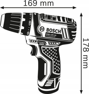 Bosch Professional Cordless screwdriver BOSCH Professional GSR 12V-15, 2 batteries 12V, 2.0 Ah, set of 10 accessories, 4