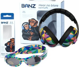 Banz Słuchawki ochronne do 3lat + okulary UV400 0-2lat Kaleidoscope 1