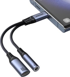 Adapter USB Joyroom SY-C02 USB-C - USB-C + Jack 3.5mm Czarny  (6956116773861) 2
