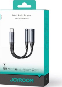 Adapter USB Joyroom SY-C02 USB-C - USB-C + Jack 3.5mm Czarny  (6956116773861) 5