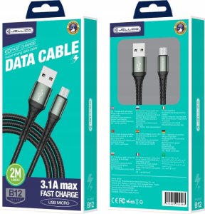 Kabel USB Jellico USB-A - microUSB 2 m Czarny (6974929202866) 3
