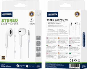 Słuchawki Jellico JELLICO słuchawki przewodowe EP2A JACK 3.5MM z mikrofonem 1.2M Biały 2