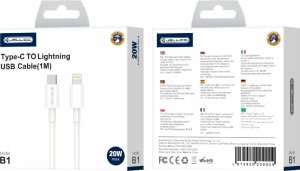 Kabel USB Jellico JELLICO kabel B1 USB-C - Lightning PD 20W 1M Biały 5