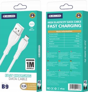 Kabel USB Jellico USB-A - microUSB 1 m Biały (6974929201388) 5