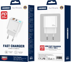 Ładowarka Jellico JELLICO ładowarka sieciowa EU11 PD 20W 1xUSB-C + 1xUSB QC3.0 Biały 4
