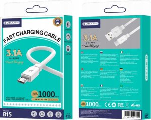 Kabel USB Jellico USB-A - microUSB 1 m Biały (6974929202224) 3