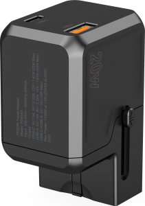 Ładowarka Choetech Ładowarka podróżna Choetech PD6038 USB-C USB-A PD 20W USA EU UK AU - czarna 3