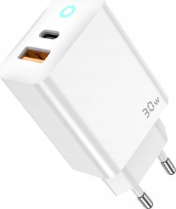 Ładowarka Jellico JELLICO ładowarka sieciowa EU13 GaN PD 30W 1xUSB-C + 1xUSB QC3.0 Biały 1