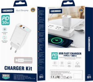 Ładowarka Jellico JELLICO ładowarka sieciowa EU13 GaN PD 30W 1xUSB-C + 1xUSB QC3.0 + kabel USB-C - Lightning Biały 3