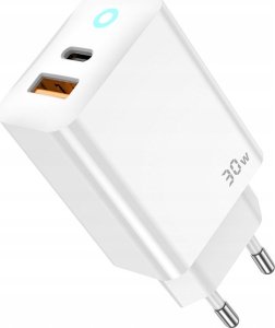 Ładowarka Jellico JELLICO ładowarka sieciowa EU13 GaN PD 30W 1xUSB-C + 1xUSB QC3.0 + kabel USB-C - USB-C Biały 2