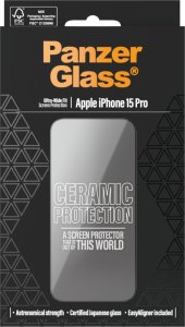 PanzerGlass Ceramic Protection iPhone 15 Pro 6.1" Ultra-Wide-Fit Screen Protection Easy Aligner Included 2838 4