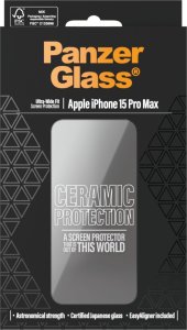 PanzerGlass PanzerGlass Ceramic Protection iPhone 15 Pro Max 6.7" Ultra-Wide-Fit Screen Protection Easy Aligner Included 2840 4
