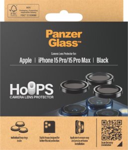 PanzerGlass PanzerGlass Hoops Camera iPhone 15 Pro 6.1" / 15 Pro Max 6.7" czarny/black 1139 camera lens protector hoop optic rings 9