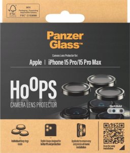 PanzerGlass PanzerGlass Hoops Camera iPhone 15 Pro 6.1" / 15 Pro Max 6.7" czarny/black 1139 camera lens protector hoop optic rings 10