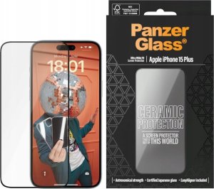 PanzerGlass Ceramic Protection iPhone 15 Plus 6.7" Ultra-Wide-Fit Screen Protection Easy Aligner Included 2839 3
