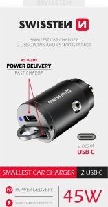 Ładowarka Swissten Swissten 20111900 ładowarka do urządzeń przenośnych Uniwersalne Czarny Zapalniczka Szybkie ładowanie Automatyczna 3