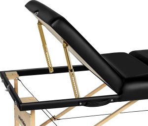 Tectake 3-strefowy stoł do masażu Somwang z 7,5 cm wyściółką, rolkami i drewnianą ramą - czarny 4