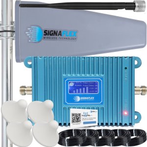 System przekazu sygnału AV Signaflex Zestaw Wzmacniacz Gsm Blue Lcd Gsm980 + T2 23Dbi 15M + 4X Grzybek 1