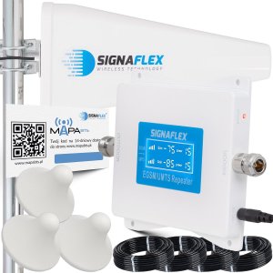 System przekazu sygnału AV Signaflex Zestaw Wzmacniacz Egsm/Umts White Ls-Egw1 + T1 20Dbi 10M + 4X Grzybek 1