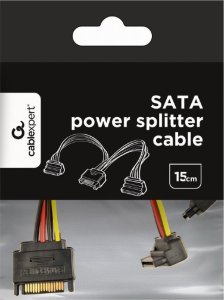 Kabel zasilający Gembird Rozdzielacz zasilania kątowy SATA - 2xSATA 15 cm 3