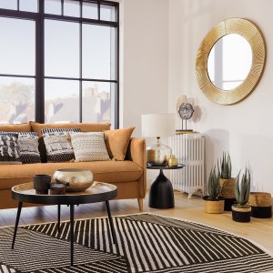 Atmosphera Lustro okrągłe Milda w złotej, metalowej ramie, Ø 90 cm 2