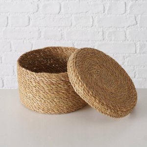 Boltze Zestaw koszy z trawy morskiej Sophy, plecione z pokrywką 3