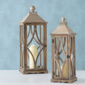 Boltze Lampiony drewniane KAROL, duże, 2 sztuki 2
