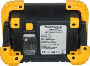 Germina Lampa robocza LED ładowalna z powerbank, 10 W, 850 lm, 6000 K, IP44, Orion, GERMINA 3