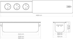 DPM Listwa przedłużacza wpuszczana w blat, bez przewodu, 3 gniazda, srebrna 7