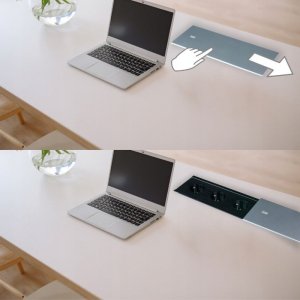 DPM Listwa przedłużacza wpuszczana w blat, bez przewodu, 3 gniazda, srebrna 9