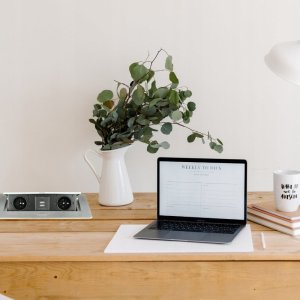 DPM Listwa przedłużacza wpuszczana w blat, bez przewodu, 2 gniazda, 2 x USB, srebrna 5