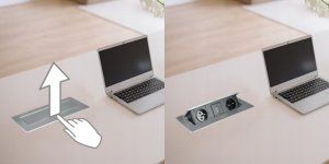 DPM Listwa przedłużacza wpuszczana w blat, bez przewodu, 2 gniazda, 2 x USB, srebrna 6