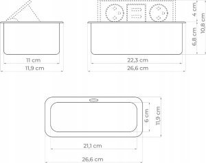 DPM Listwa przedłużacza wpuszczana w blat, bez przewodu, 2 gniazda, 2 x USB, srebrna 7