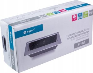 DPM Listwa przedłużacza wpuszczana w blat, bez przewodu, 2 gniazda, 2 x USB, srebrna 8