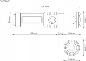 Latarka DPM Latarka aluminiowa COB/XPE, ładowalna, 150 lm, 500 mAh 6