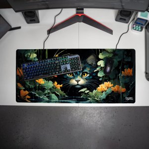 Podkładka Tilt PODKŁADKA POD KLAWIATURĘ Ukryty Kot 90x40 TILT XL Wytrzymała Dla gracza 3