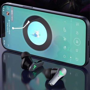 Słuchawki Alogy Słuchawki bezprzewodowe Bluetooth 5.2 Alogy TWS 9D EarPhones z stacja dokująca z mikrofon PowerBank dla graczy Czarne 4