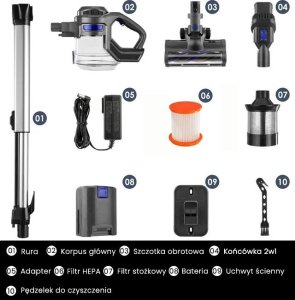 Odkurzacz pionowy Air Essence Bezprzewodowy, pionowy, ręczny odkurzacz Air Essence Bise, 100AW, technologia cyklonowa 9