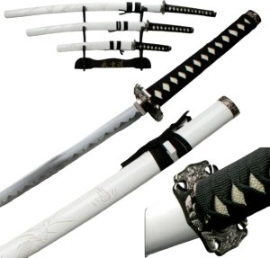 Special Replicas BIAŁY SMOK ZESTAW MIECZY KATANA WAKIZASHI TANTO PLUS STOJAK HK1101 1