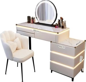 Hedo Toaletka kosmetyczna LED Marmurek/ Komplet mebli blat 80 cm Ana - kolor biały 4